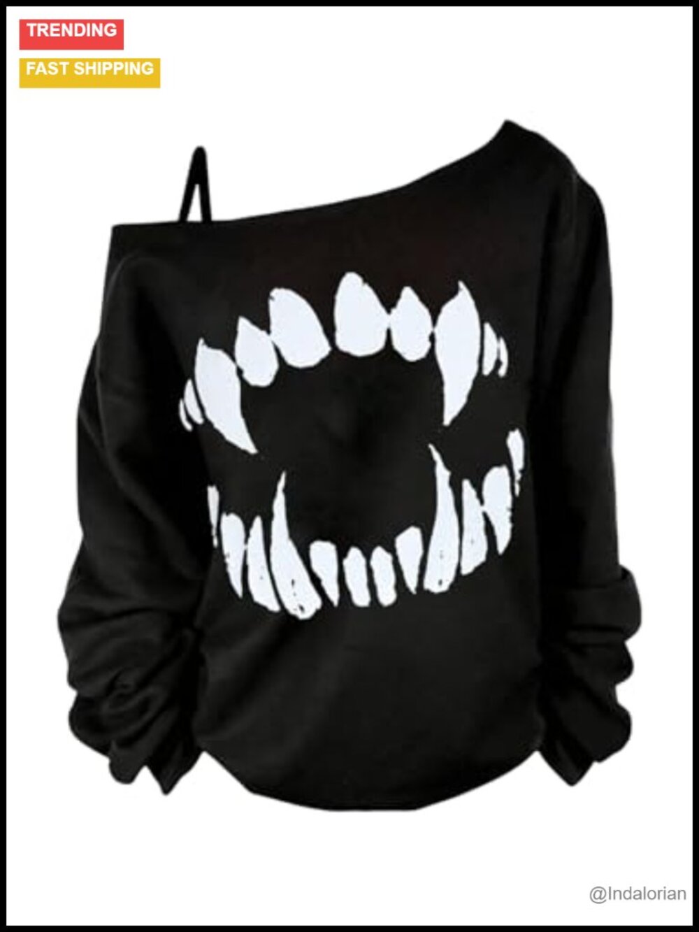 Plus Size Off The Shoulder Long Sleeve Graphic Top Gothic Y2K Style